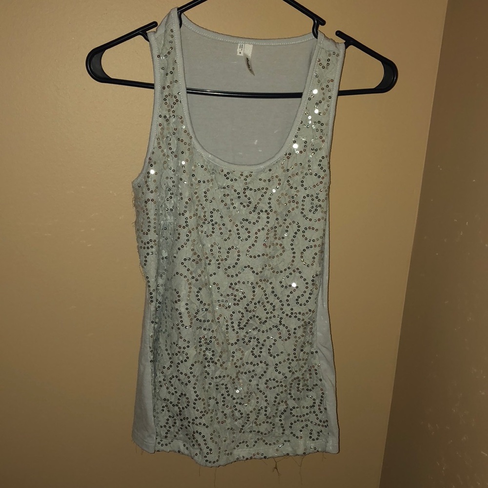 Silver sequin yak top